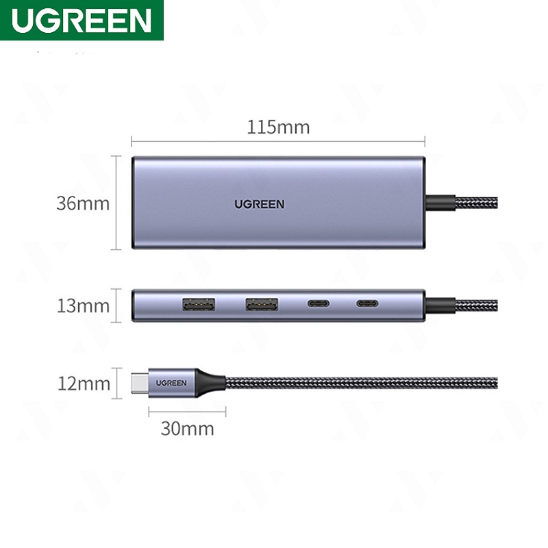 Ugreen 90376 Bộ chuyển đổi đa chức năng USB-C UGREEN 2*C HDMI-8K@60Hz